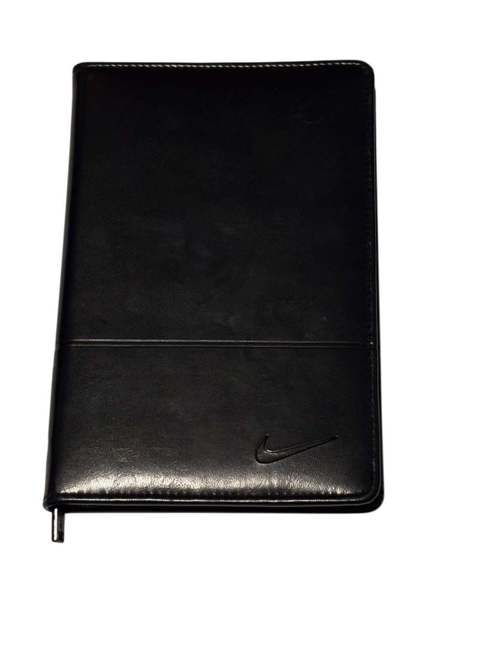 Nike Branded Black Leather Zip Around Portfolio Organizer
